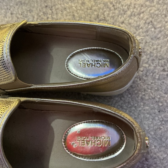 Michael Kors Gold Slip-On Loafers - Picture 3 of 10
